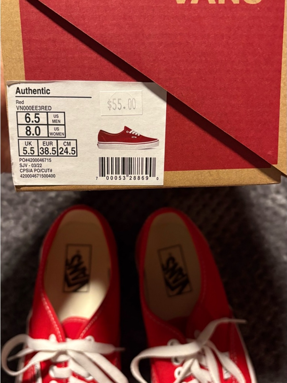 Red Vans Authentic - Picture 4 of 7